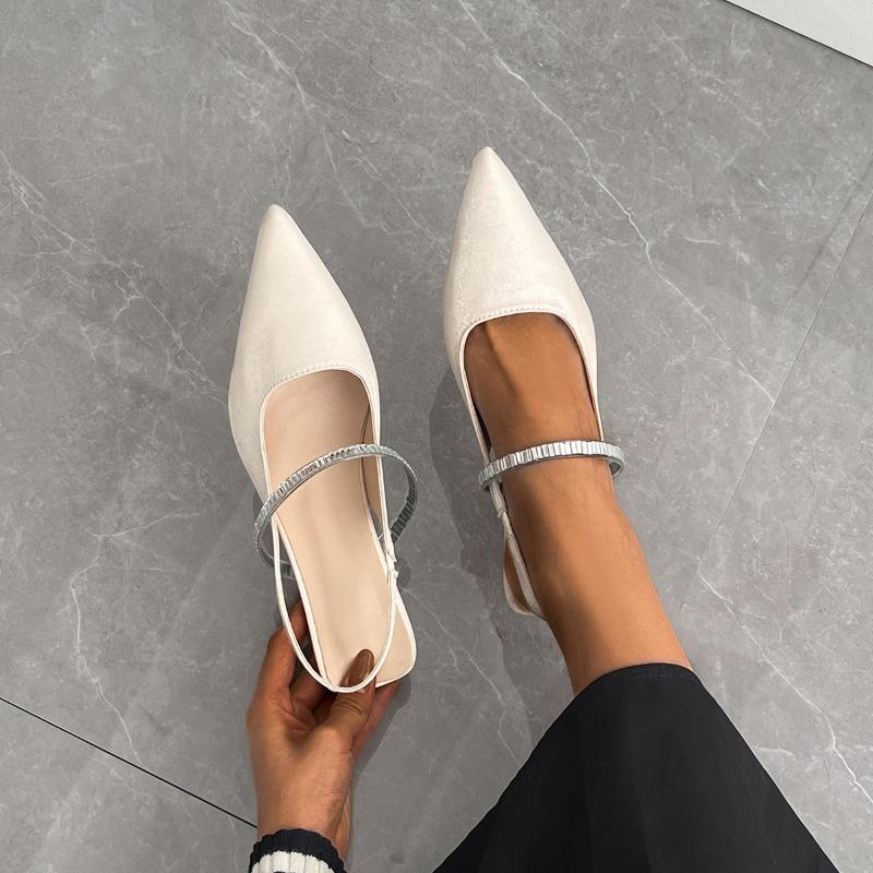 Fashion Summer New Stiletto High Heels Women Fashion Pointy Head Shallow Mouth All Matching Rhinestone After Empty Sandals
