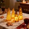 4 Pieces LED Golden Christmas Tree Statues Mini Desktop Tree Christmas Decorations Tabletop Christmas Tree For Living Room