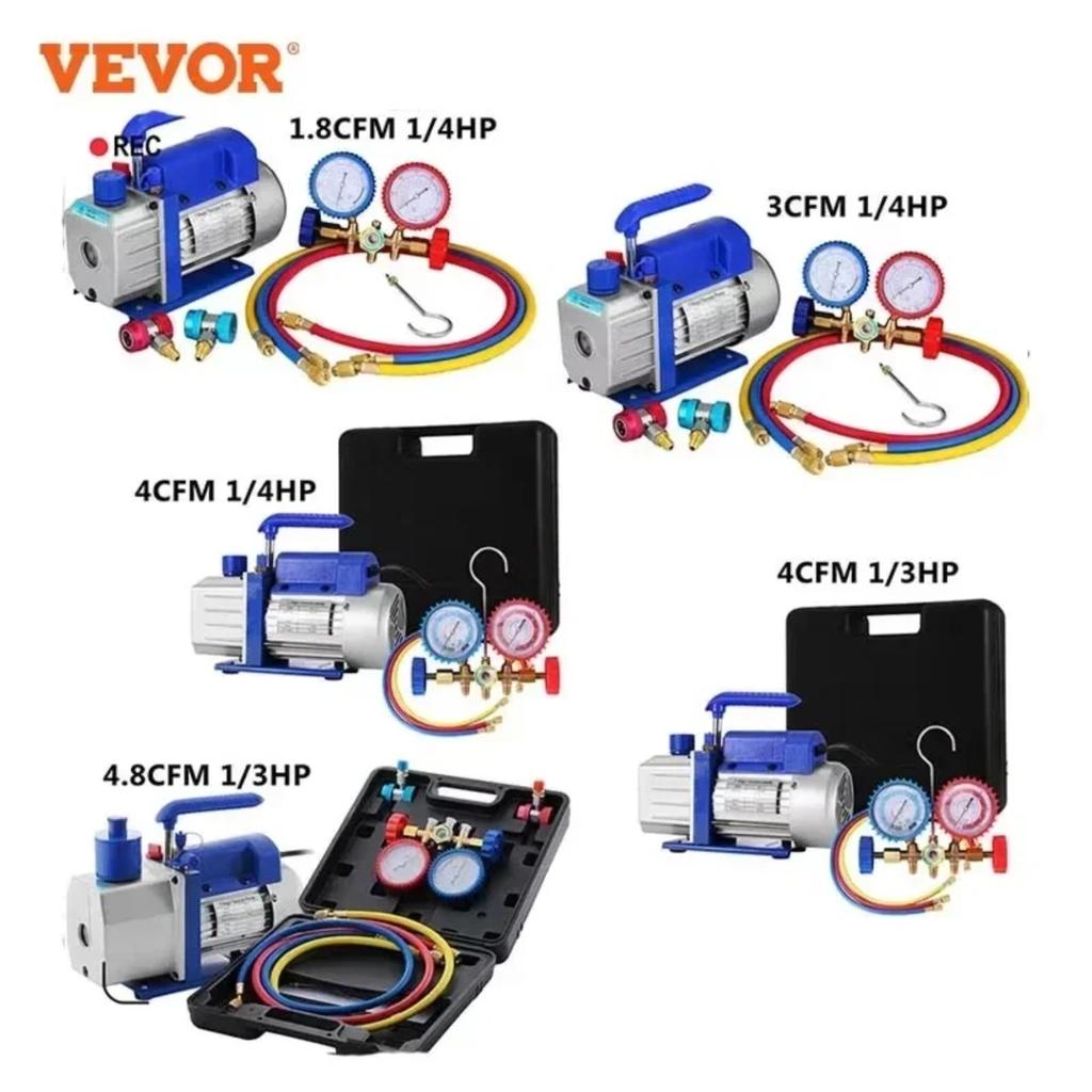 Pompa del Vuoto SIHAO 1.8-4.8CFM con Manometri Refrigerante AC HVAC Refrigerazione