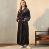 Men's Shawl Collar Robes Full Length Fleece Plush Bathrobes Soft Spa House Coat with Pockets Fluffy Spa Robes Winter Warm Flannel Long Robe for Men