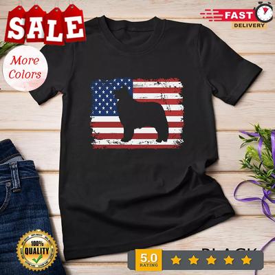 Hunde 365 Vintage Border Collie Hund US Amerikanische Flagge Unisex T-Shirt