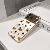 Lucky Start Phone Case For iPhone 17 16 15 14 13 12 11 Pro Max 16E Gold Electroplated glass shell  Cute Dog Dessert Pattern Cover