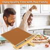 16" Bamboo Pizza Stone Extra Large Serving Board for 12-14" Pizzas Heat-Resistant Natural Wood Paddle Thick Rectangular