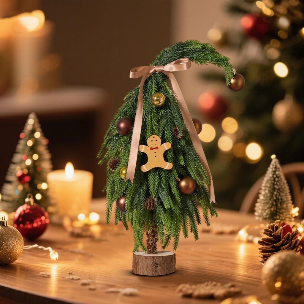 Christmas Tree PE Crooked Neck DIY Decoration Package, Encrypted Desktop Ornament, Simulated Small Tree