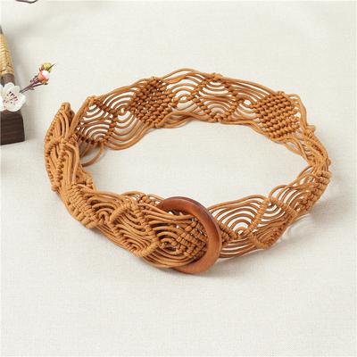 Ethnic Style Round Buckle Hand-woven Belt Wide Skirt with Jeans Belt