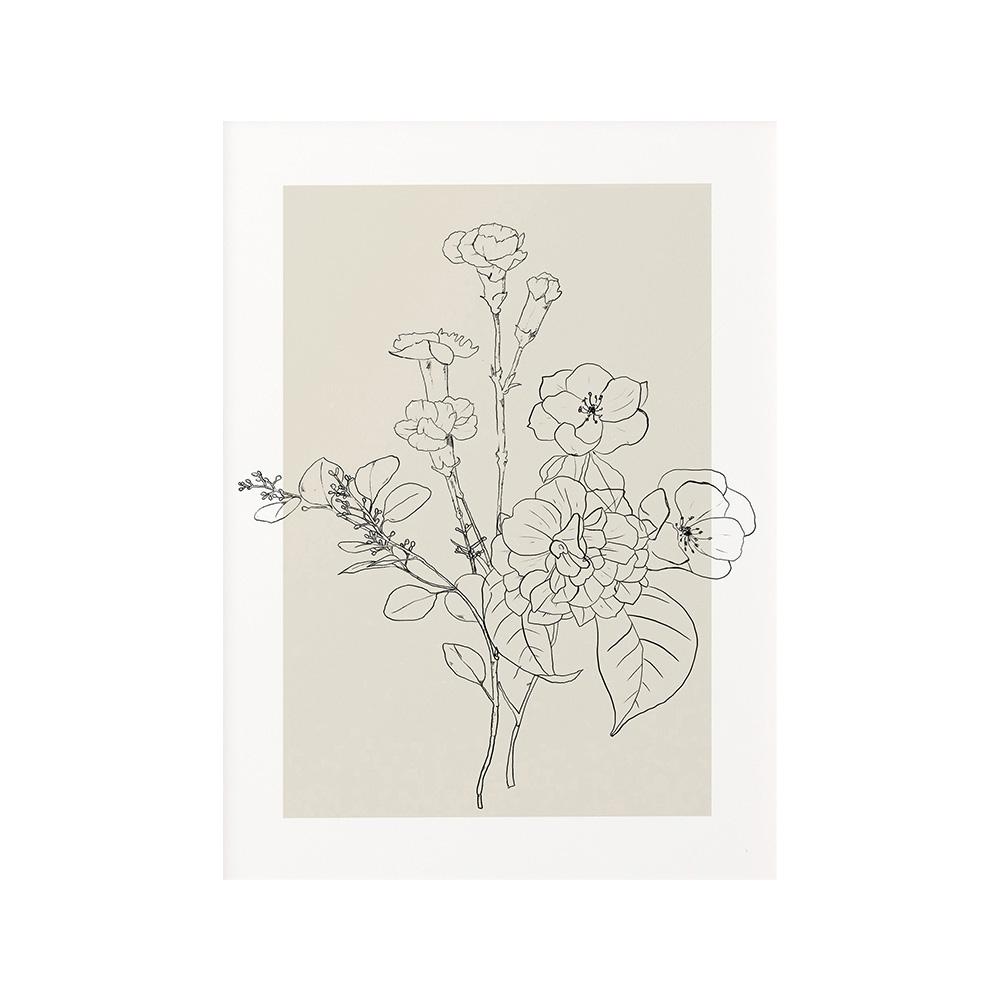 Boho Botanical Flower Line Beige Posters Wall Art Canvas Painting Minimal Floral Print Pictures Neutral Living Room Home Decor