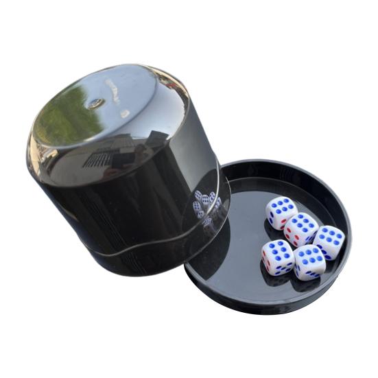 1 Set Dice Cup with Base 5 Dot Dice Heavy Duty Manual Shaker Cup Adults Family Night Bar Party Gambling Drinking Board Game Casino Equipment