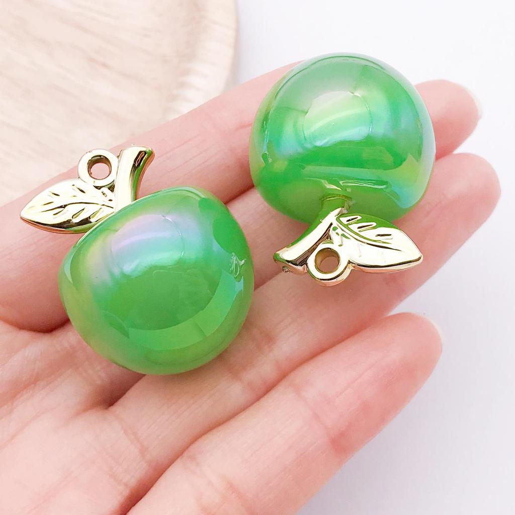 Colorful 3D Jelly Apple Pendant DIY Bracelet Necklace Earring Acrylic Jewelry Accessories