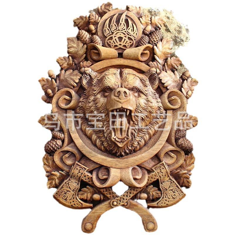 Viking Series Raging Bear Wall Panel Statue Home Crafts Decorative Ornament Pendant
