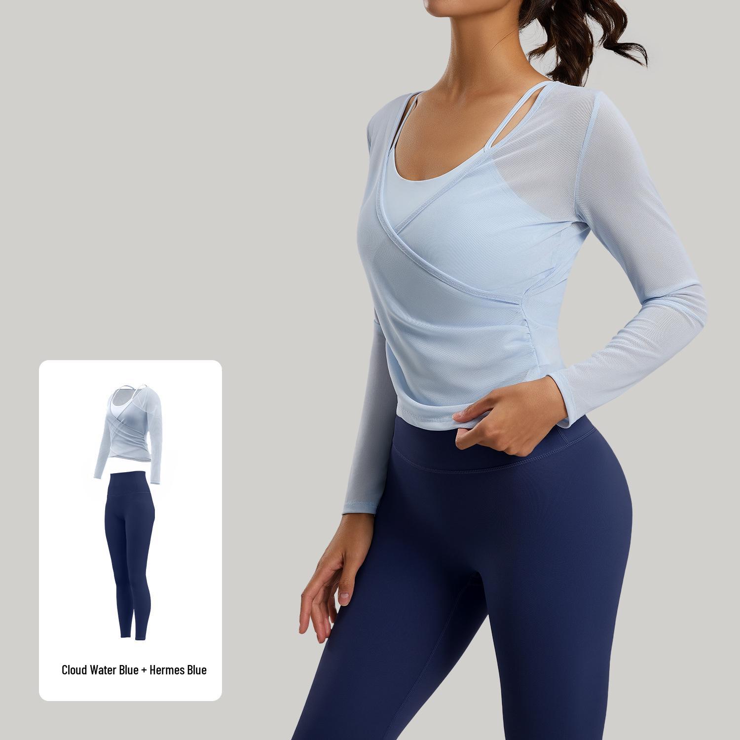 Juyitang 2026 Женский двухсекционный сетчатый спортивный костюм для похудения, йоги и пилатеса Medium