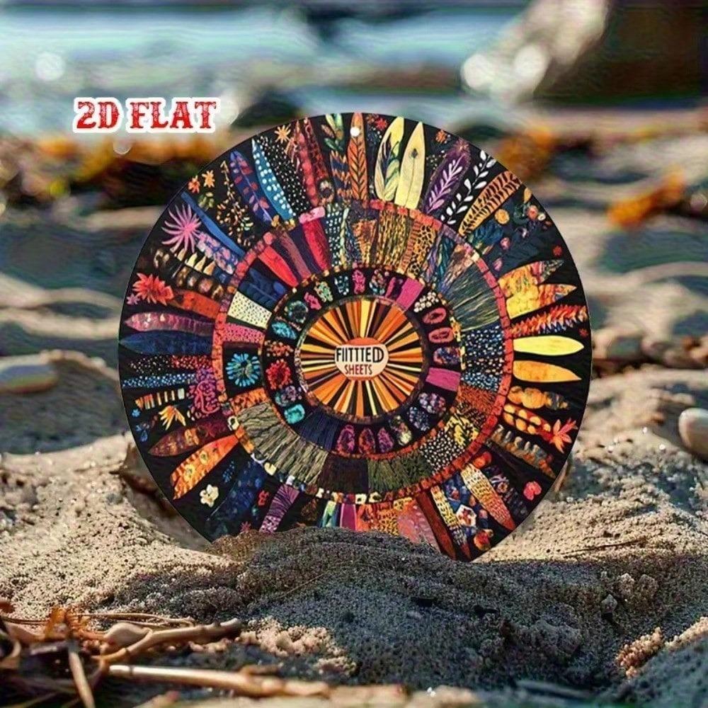 Retro Sunburst Floral Metal Wall Sign Aluminum Lightweight Home Porch Art Easy Hang Garden Party