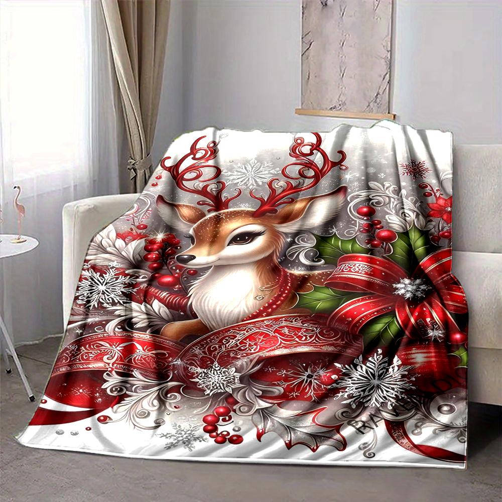 1Pc Christmas Ornaments Pattern Blanket Soft And Comfortable Casual Warm Camping Travel Christmas Halloween Gift M91714