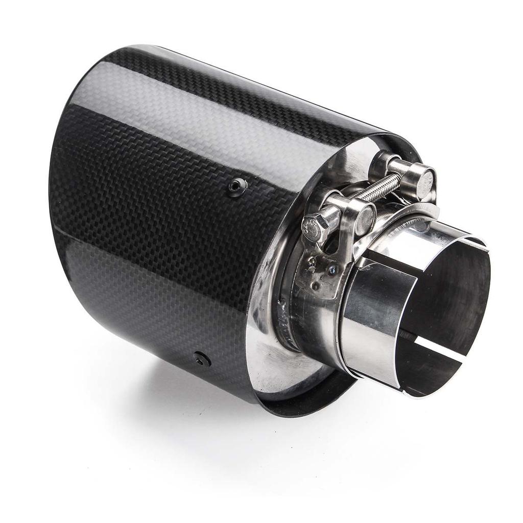 Buy 2.5inch 63mmIn 114mmOut Glossy Carbon Fiber Car Exhaust Tip Pipe