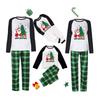 Santa Claus Pattern Autumn Shirt Top Trousers Casual Family Green Long Pants Suit Plaid Raglan Sleeve Top Pants Sleepwear Outfit