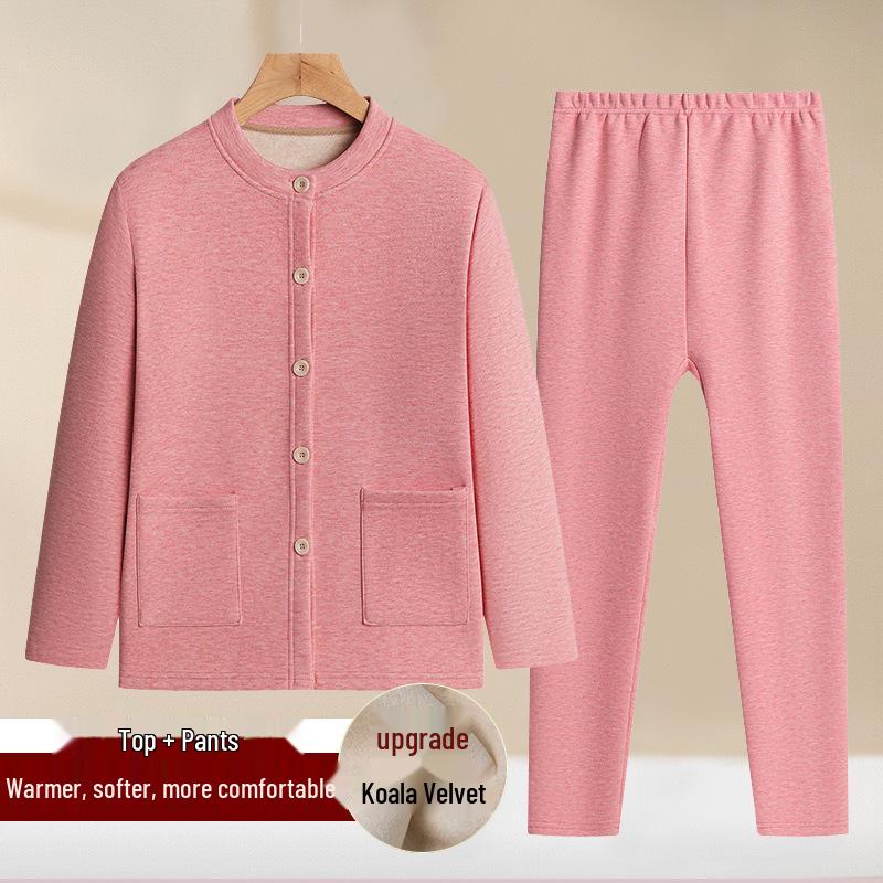 Fleece-Lined Thickened Women's Autumn & Winter Outfit Set for Middle-Aged and Elderly