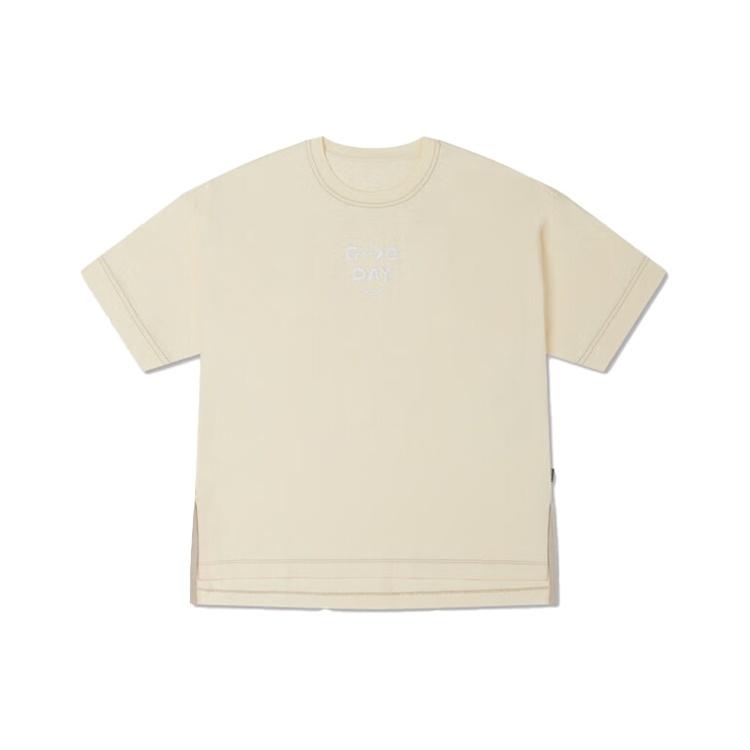 (WMNS) Converse Contrast Stitch Slit Logo T-Shirt Asia Sizing Beige Women s 10025874-A02 L