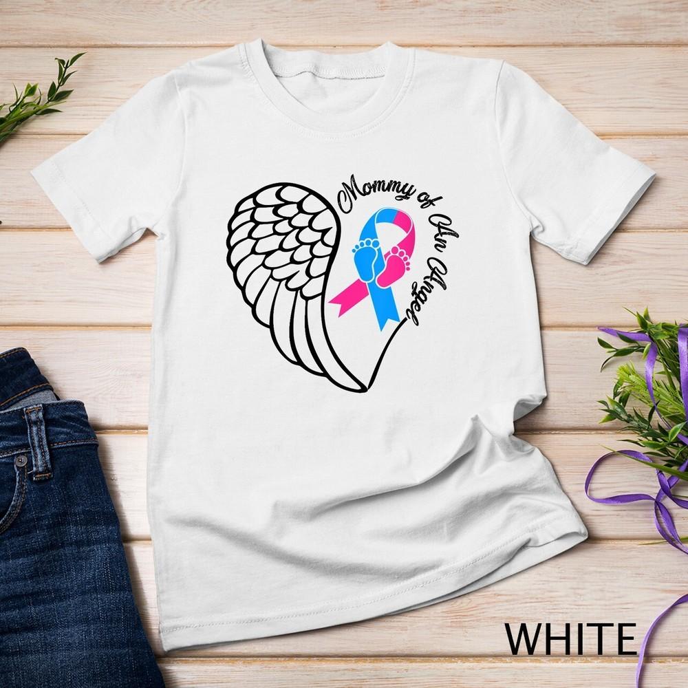 

Womens Oy43 Ribbon Mommy Of Angel Pregnancy Infant Loss Awareness Unisex T-shirt S