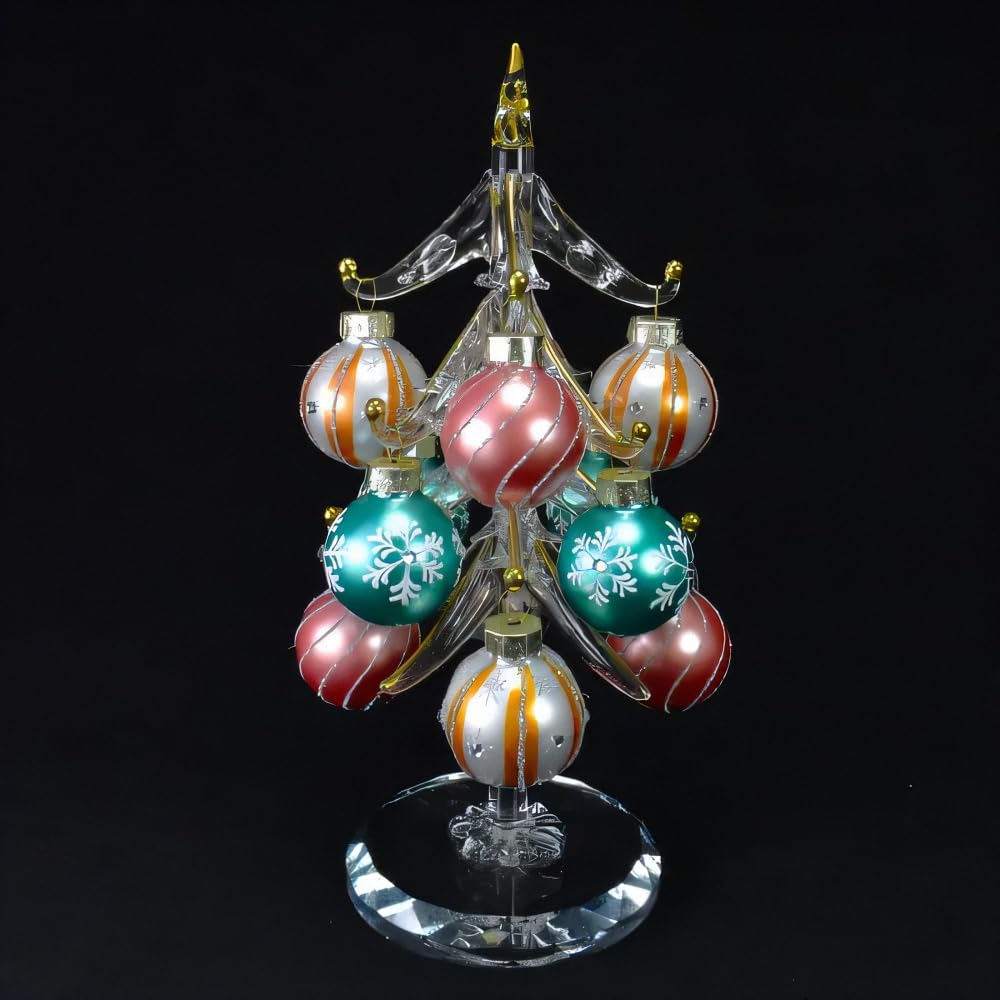 Four Cart Cute Handmade Glass Crafts [Pastel Tree] X 6-Piece Set