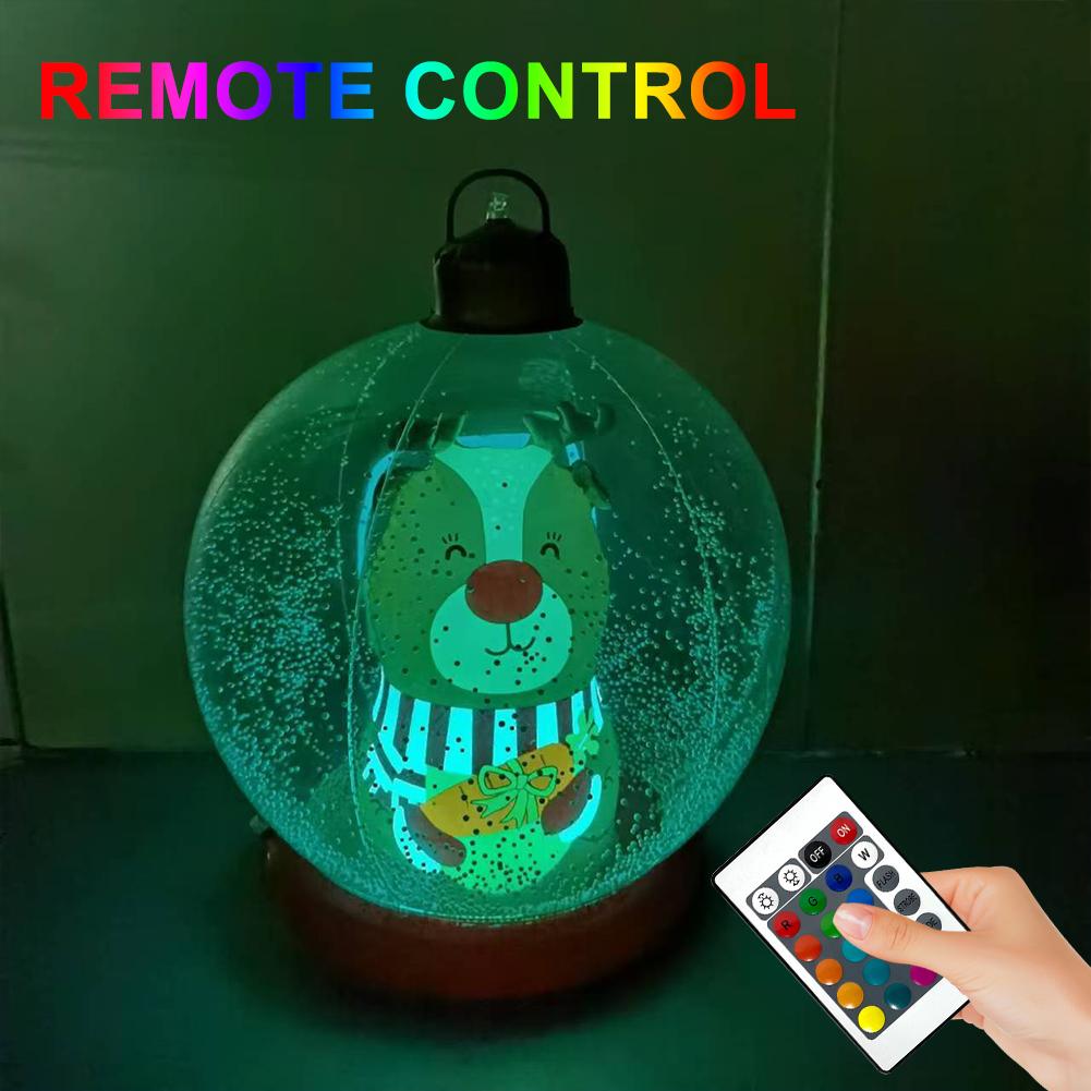60cm PVC Inflatable Christmas Ball Giant Inflatable Christmas Balls with Lights Remote Control Xmas Decoration Yard Party Decor