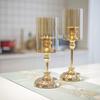 Dropship Luxury Metal Glass Candlesticks Gold Candle Holders Wedding Centerpieces Table Decoration Candelabra Home Ornaments