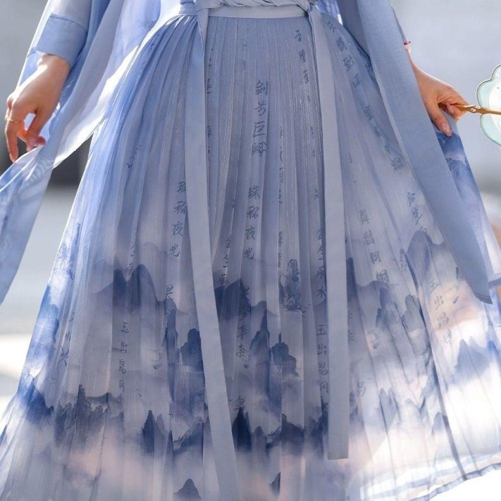 Chinese Song Dynasty Style Modified Hanfu Daily Suspender And Baidu Skirt Three-piece Set