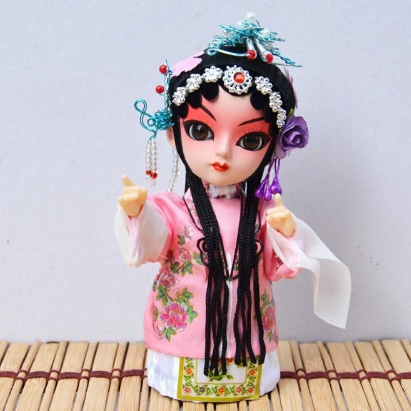 Chinese Peking Opera Mask Doll Opera Character Decoration Silk Doll Chinese Handmade Decorative Gifts Shop Decoration Doll