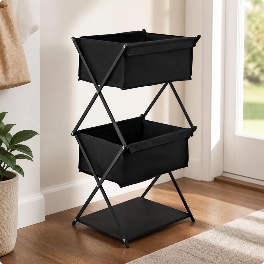 X-Style Folding Storage Rack Open-Shelf Multi-Level Space-Saving