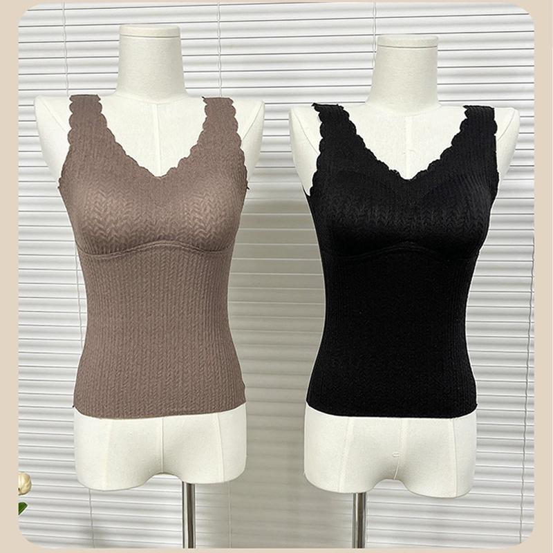 Warme Unterwäsche Damen Gepolstert Verdickend Basistop Slim Nahtlose Unterwäsche Herbst und Winter