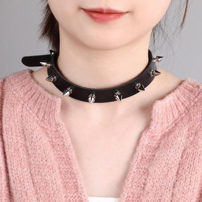 European & American Punk Rivet PU Choker: Gothic Harajuku Leather Necklace