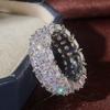 Luxury S925 Stamp Silver Color Dazzling AAA Mosaic CZ Zircon Finger Rings For Women Vintage Wedding Female Jewelry Anillos Anel