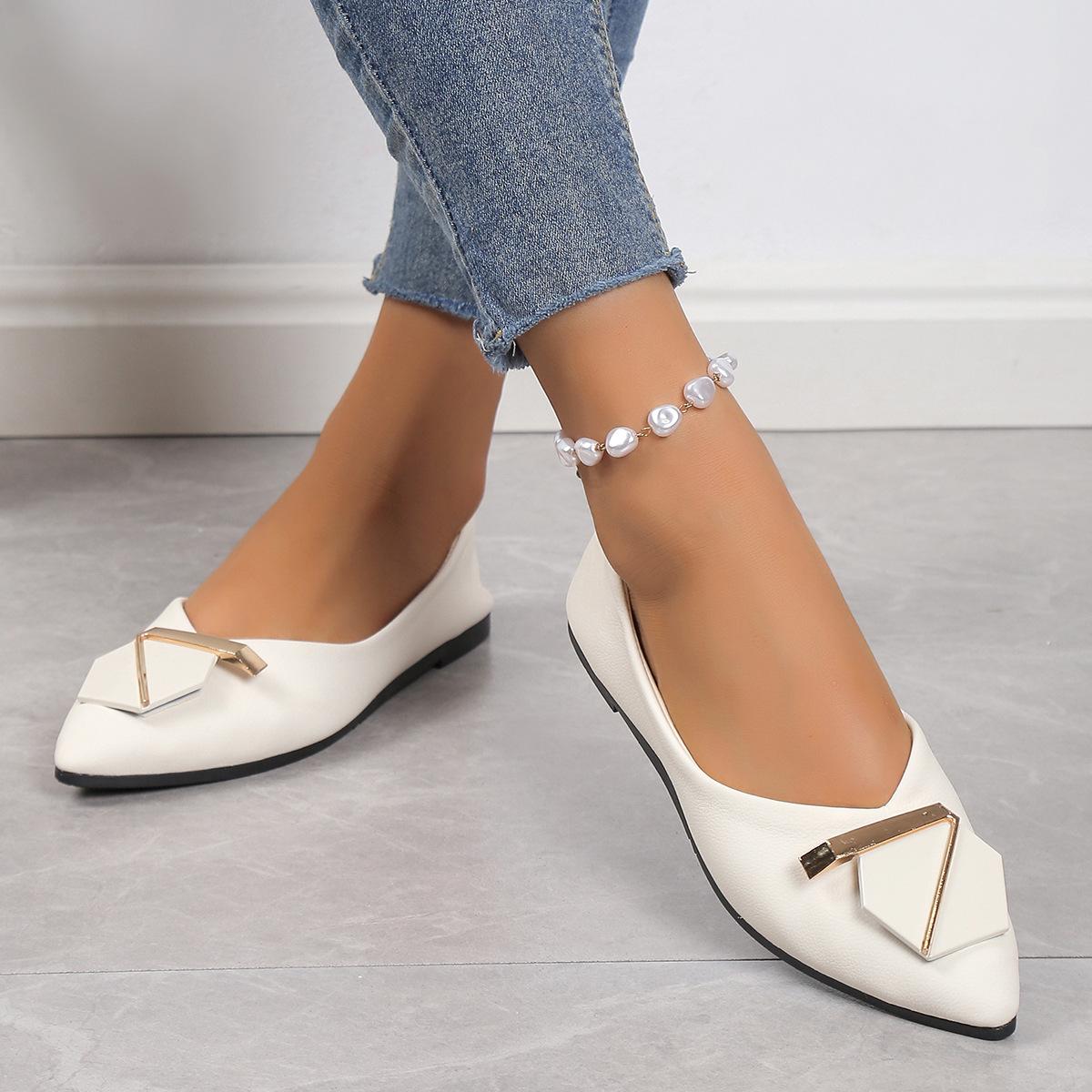 

Женская обувь Кожаные сандалии с острым носком на плоской мягкой подошве Модная прочная нескользящая обувь для дома и улицы Удобная обувь 35