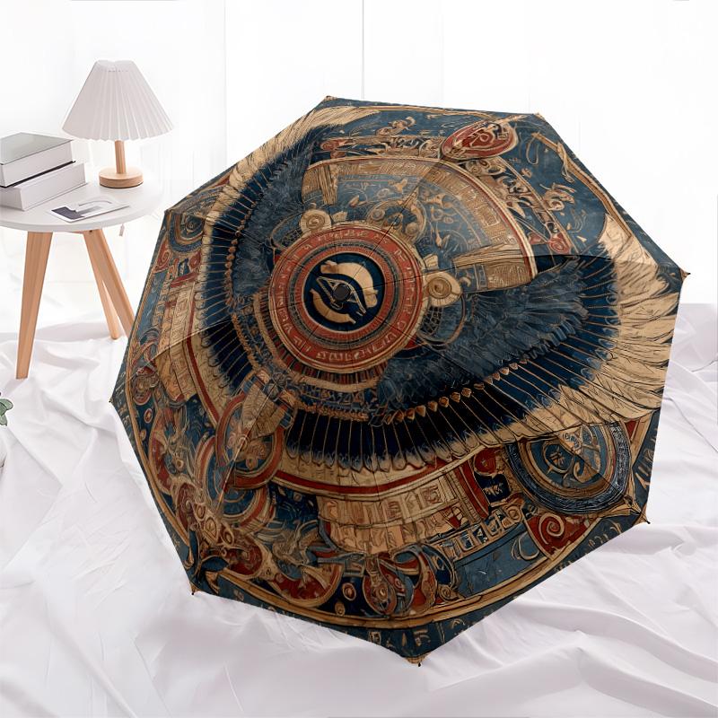 Feather Wings pattern, automatic folding umbrella, portable and foldable design, 8 ribs, a Christmas or birthday gift.