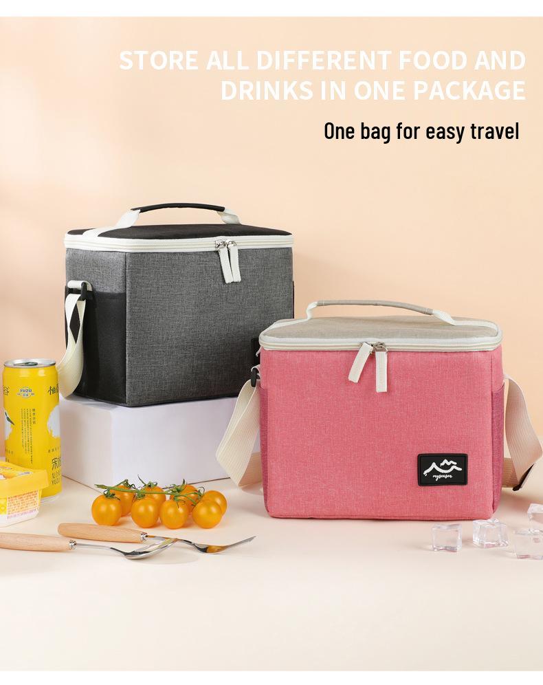 Color Block Insulated Shoulder Bag for Outdoor Camping - Thick Ice Pack & Lunch Box Preservation Bag