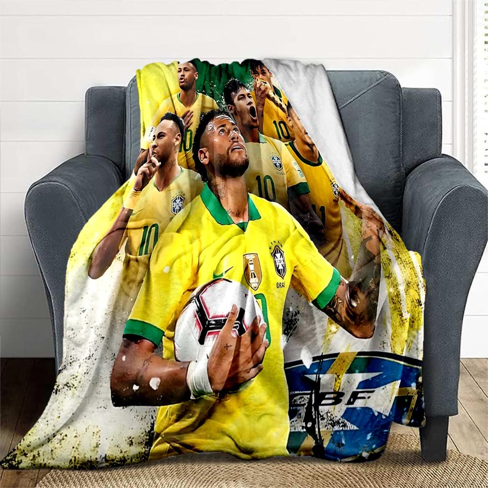 1pc Brazilian Footballer Victory Flannel Blanket,Ultra Soft Warm Plush Throw for Home Bedroom Bed Sofa Cover Office Travel Picnic. MT071029