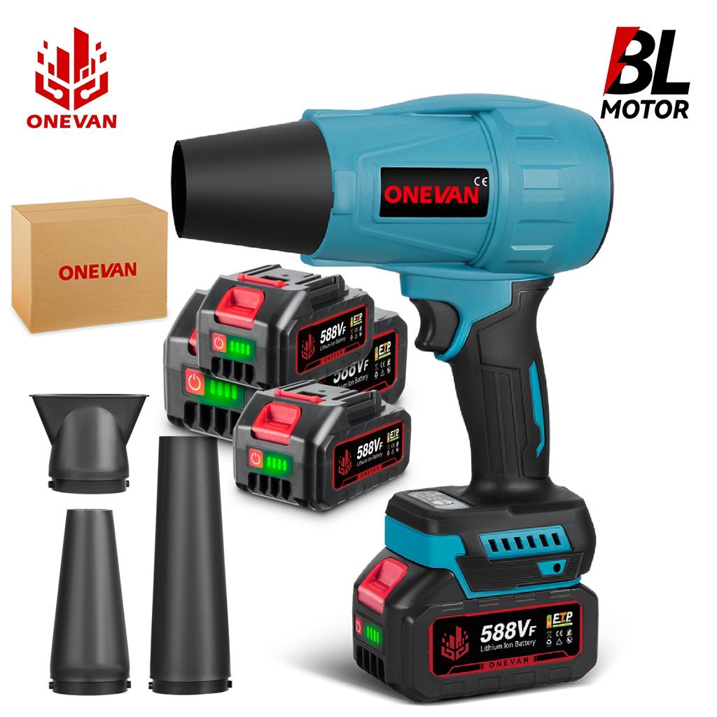 ONEVAN Brushless 3 Gears Electric Air Blowers Turbo 300000RPM Jet Fan Handheld Leaf Blower Dust Blowing Tool for 21V Battery