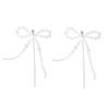 Retro Trend Imitation Pearl Earrings Niche Irregular Bow Chain Fringed Beaded Stud Earrings Women