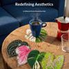 Acrylic Monstera Leaf Coaster Tropical Green Plant Cup Mats Anti-Slip Cup Holders Countertop Protector Kitchen Drink Coasters