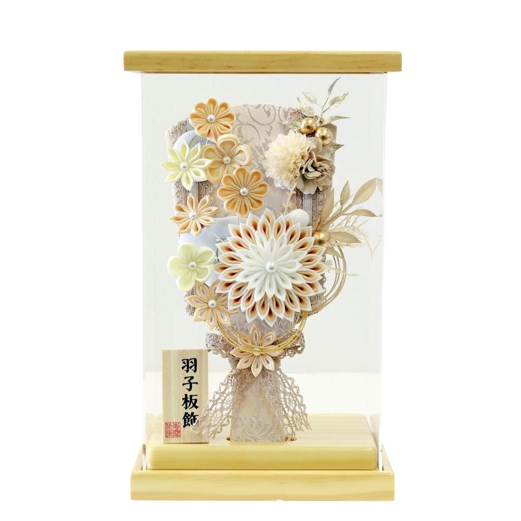 Hagoita Display Size Cypress Hair Acrylic Height M2613 (battledore) Case, 7, Wood, Tsumami-zaiku (hand-crafted), Ornament, Case, 28.7cm,