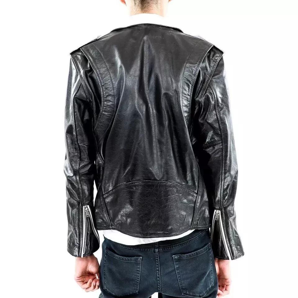 Neue Weiße & Schwarze Herrenjacke Stilvolles Lammleder Echtes Handgefertigt Biker Motorrad