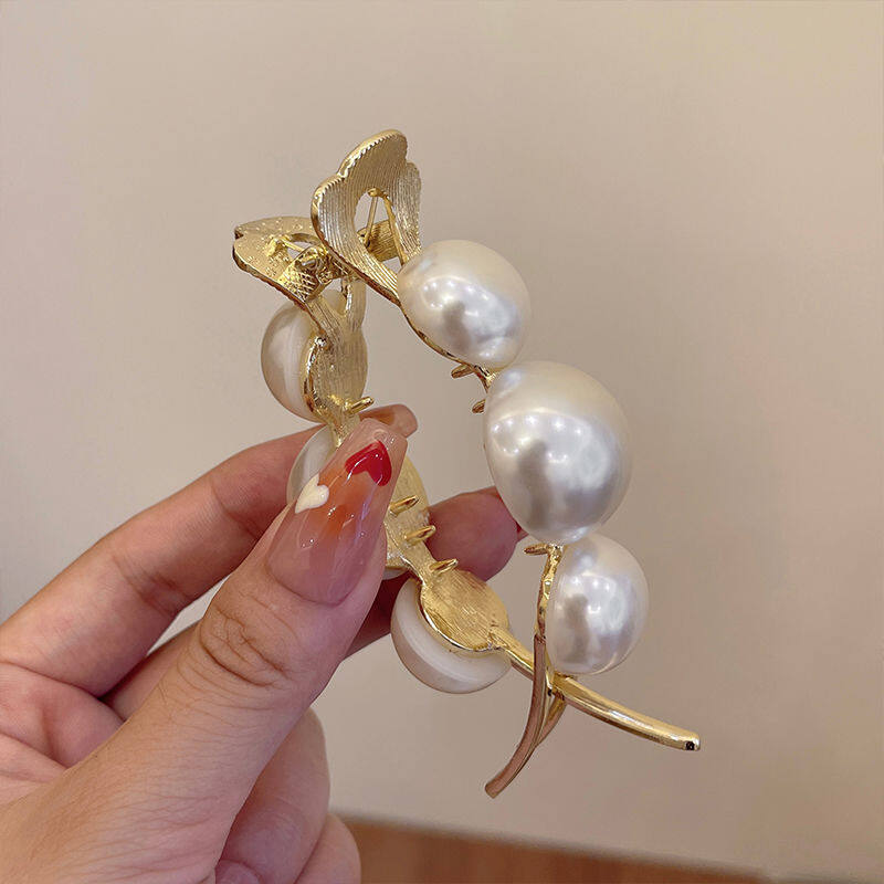 Pearl Hair Claw Clip for Women Meatball Head Fixed Hair Styling Tools Hairpin Accessories Grab Clip Jewelry