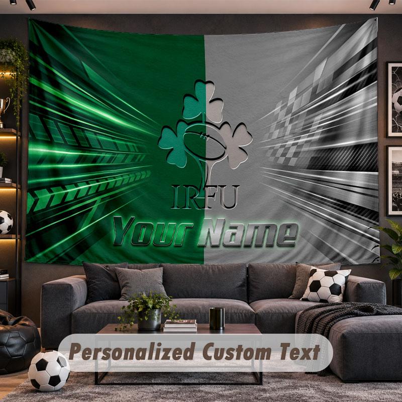 Wall Hanging Tapestry Custom NameIreland Rugby Pattern Personalized Printed Fabric Wall Decor