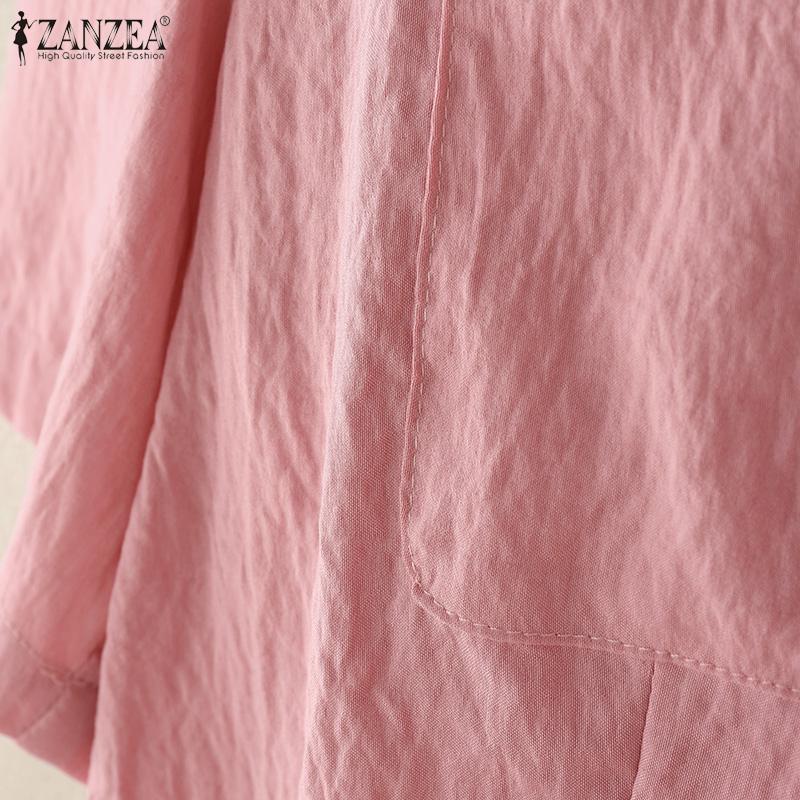 ZANZEA Women Floral Embroidery Casual Round Neck Short Sleeve Blouse