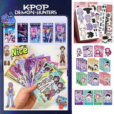 Kpop Demon Huntrr Studentský sešit Anime Kpop Papírové kapesní sešity Kpop Spirálový mini sešit Dárky k narozeninám Měnící samolepky