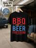 1pc Teenager'S Graphic T-Shirt BBQ Beer Freedom Print Short Sleeve Crew Neck for Teenagers [Solely 1pc T-SHIRT], for Teenager, For Teenager