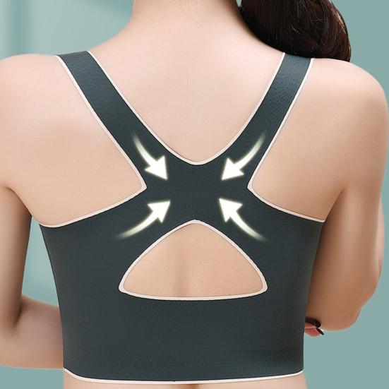 Front Cross Side Buckle Sports Bra for Women Wireless Posture Correction Bra Full Coverage Push