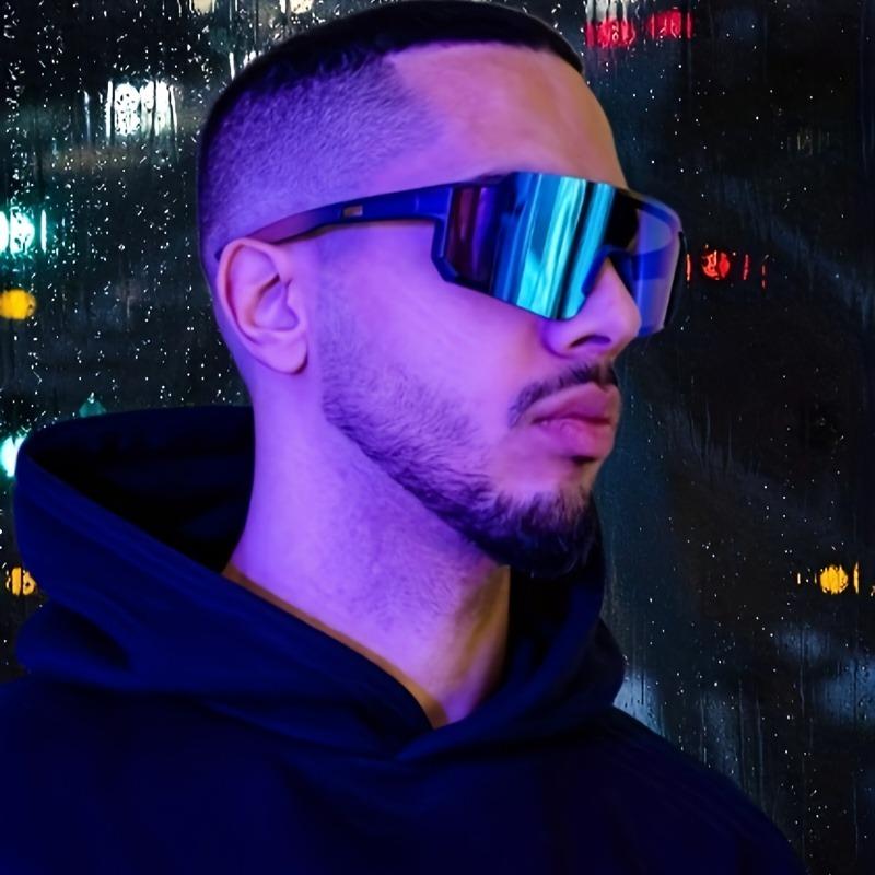 Attractive Glasses Men's Blue 1Pcs Mercury Sunglasses Black & Green, Street Style