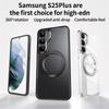 For Samsung Galaxy S25+ Case Compatible with MagSafe TPU+Acrylic+Metal Kickstand Matte Phone Cover