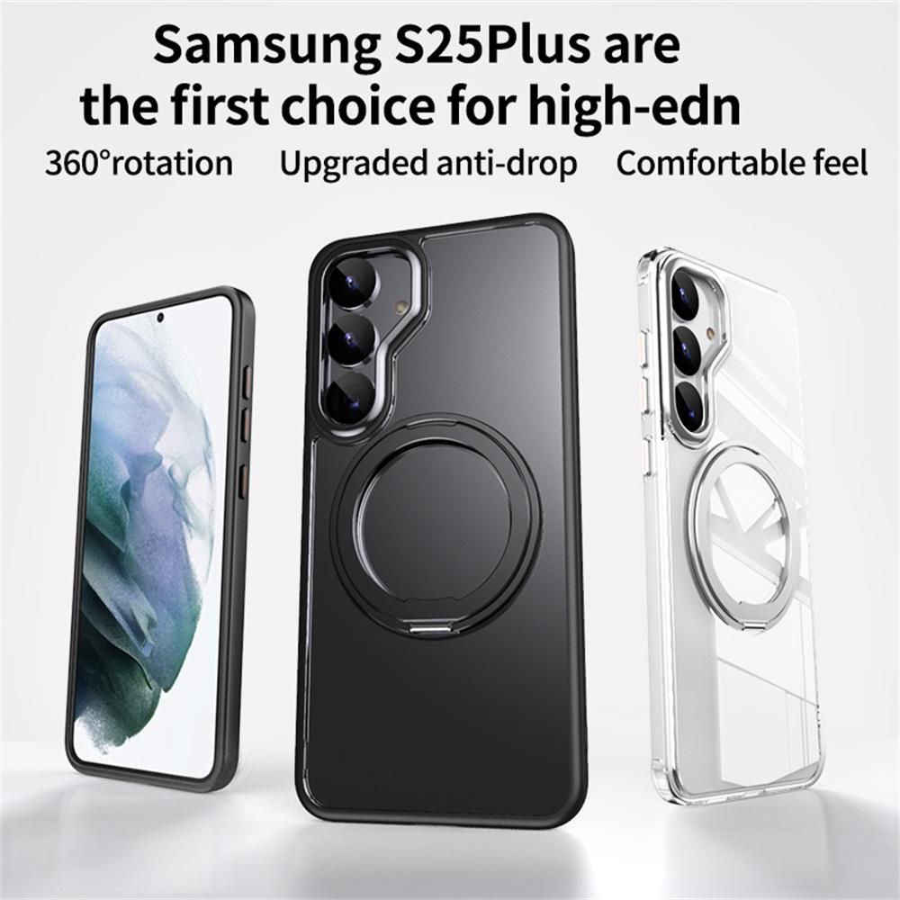 For Samsung Galaxy S25+ Case Compatible with MagSafe TPU+Acrylic+Metal Kickstand Matte Phone Cover