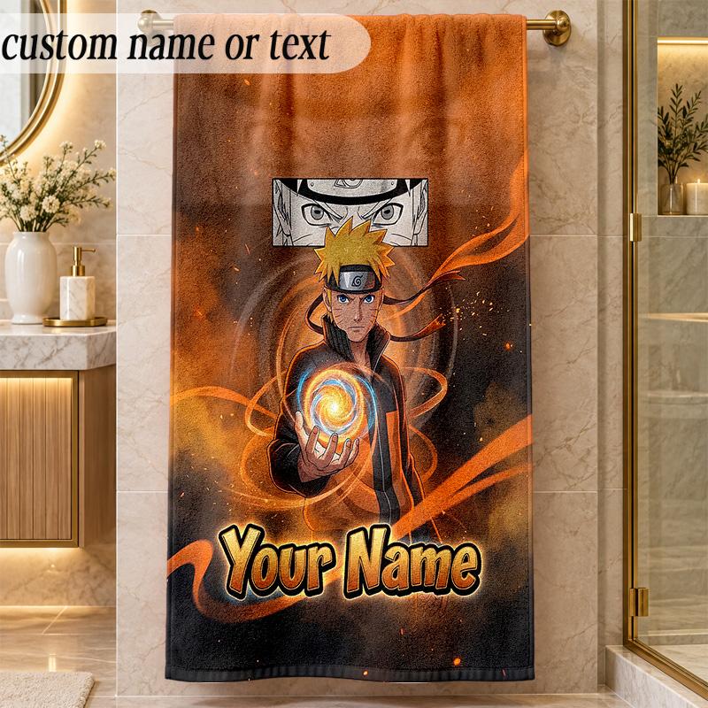 Beach TowelNaruto Custom Name Text Personalized Soft Towel for Beach Pool Indoor Home Decor Gift