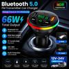 Bluetooth 5.0 FM Transmitter Car Charger 66W 3 Ports Fast Charging Car MP3 Player Handsfree Call RGB Light TF U Disk Car Voltage Detector